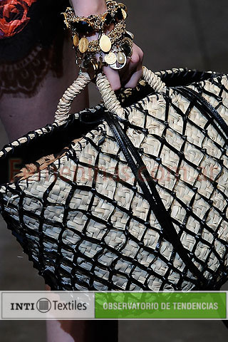 Bolso tejido rombos negro nude Dolce & Gabbana